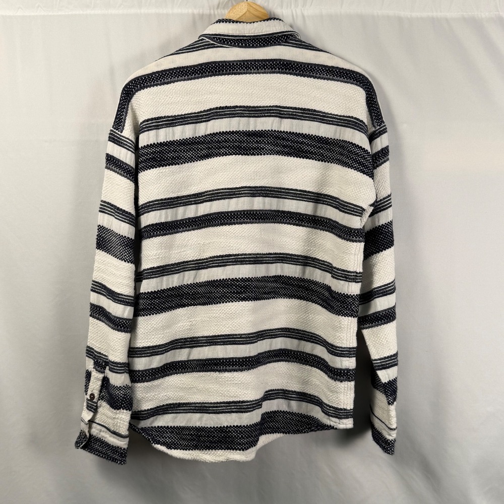 Scotch &‎ Soda Mens M Basketweave Voile Shirt Striped Cotton Linen Long Sleeve - Picture 10 of 10